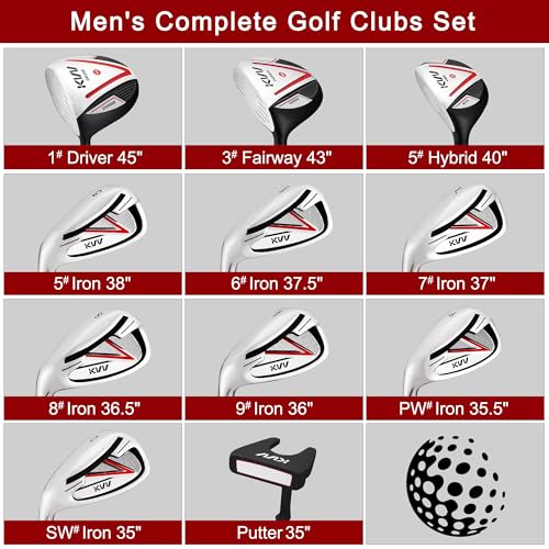 Image of KVV Men Complete Golf Clubs Set, 7 /11 Piece Full Golf Club Set with /Without Stand Bag, Right & Left Handed All Golf Clubs for Men Beginner