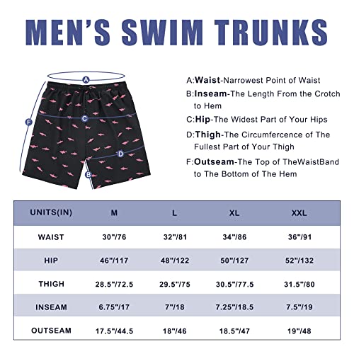 Mens Swim Shorts Mens Bathing Suits Mens Swim Trunks with Compression Liner Quick Dry Board Shorts Black L - Image 8