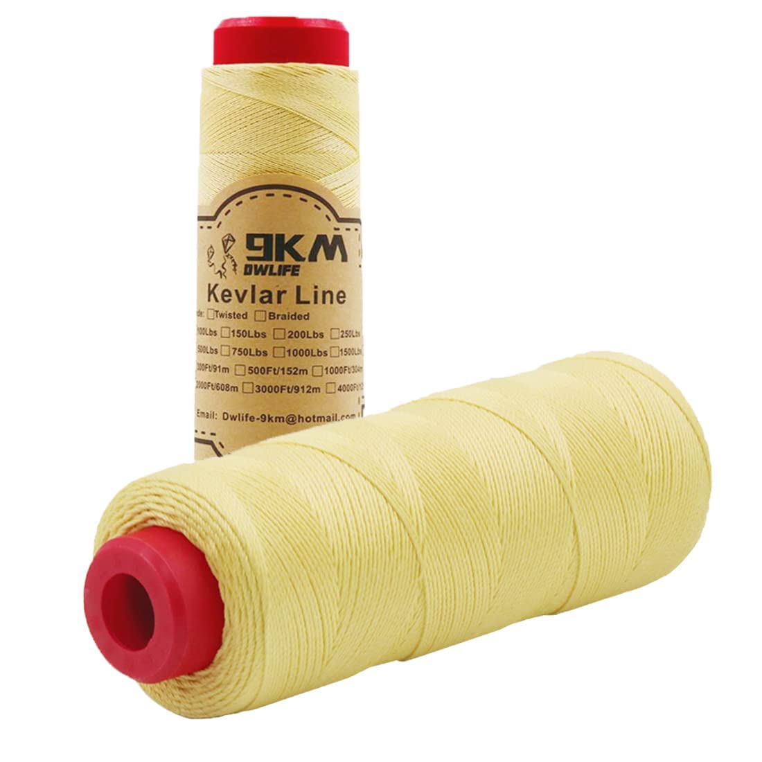 9Km Dwlife Yellow Kite String Professional Kevlar Braided Cord (500-1000Ft) High Strength(40-400Lbs) Fishing Assist Line Camping Hiking Survival Rope Outdoor(0.4Mm-1.1Mm)