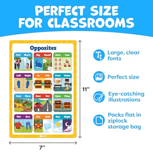Educational Learning Posters for Toddlers 1-3 - 20pc Classroom Toddler Learning Posters - 16” x 11” Classroom Decor, Back to School Teacher Supplies - Kindergarten Preschool Classroom Must Haves