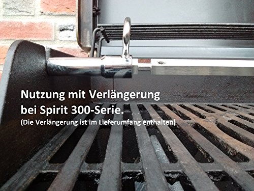 BBQ-Toro Edelstahl Grillspieß Set passend für Weber Spirit Gasgrill | mit 2X Fleischnadeln, Motor...