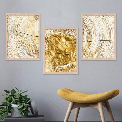 Image of kotart Abstract Paintings Modern Wall Art Framed Painting for Living Room, Bedroom - Home Decoration - Set of 3 - D (Art 8, 19x25 inch)