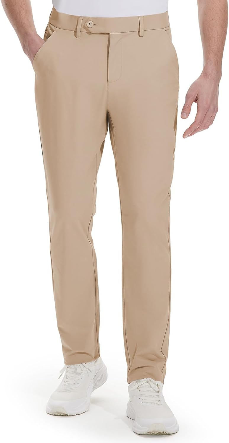 Men's Golf Pants Stretch Dress Pants 30"/32"/34" Comfy Lightweight Casual Trousers Quick Dry Travel Pants with Pockets