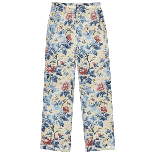 Pigsaly Boys Pajama Bottoms Boys' Pants Retro Vintage French Floral Long Bottoms Jogger Pants S