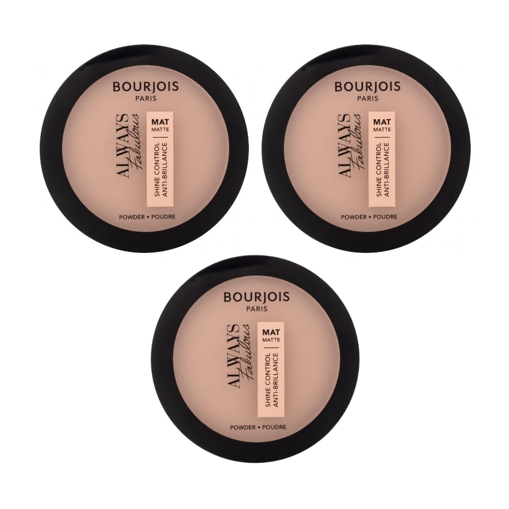 3 x Bourjois Always Fabulous Shine Control Matte Powder 10g - 200 Rose Vanilla