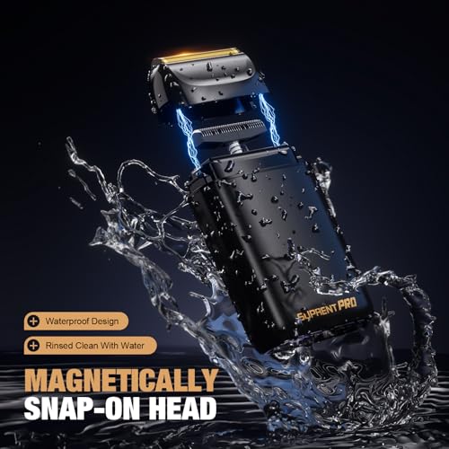Image of SUPRENT PRO Mens Foil Shaver Professional, Portable Men's Facial Hair Groomer Magnetic Blade,Electric Razors for Men(Black)
