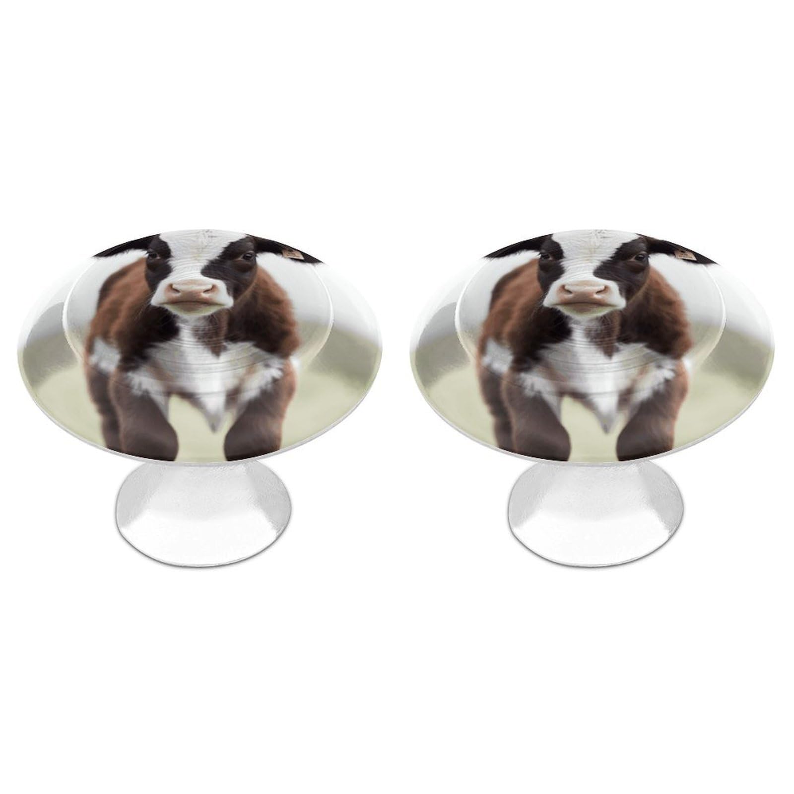 Vstadank Style Cow Drawer Pulls Sturdy Stainless Steel Door Handle Round Cabinet Knobs Fashion Dresser Drawer Knobs Door Pulls Exquisite Cabinet Handles Furniture Pull 2Pcs