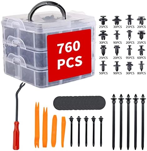 760 Pcs Car Push Retainer Clips & Auto Fasteners Assortment-16 Most Popular Sizes Car Door Trim Panel Clips Plastic Push Rivets for Chevy GM Ford Honda Nissan Chrysler