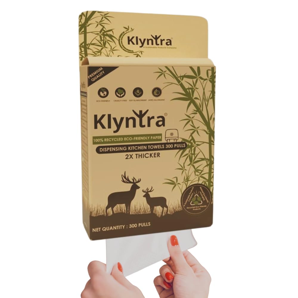 Klyntra Dispensing Kitchen Towels | 300 Pulls | Recycled Eco-Friendly Paper (B0BZ8R93YQ) Amazon Price History, Amazon Price Tracker