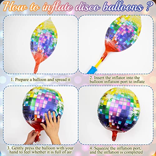 Disco Ball Balloons- 18Pcs Large Disco Balloons 22” 10 Inch Mixed 4D Round Metallic Disco Mylar Balloons Gold Exploding Star Balloons For 70S 80S 90S Casino Disco Themed Birthday Dancing Party Decor #TOP6
