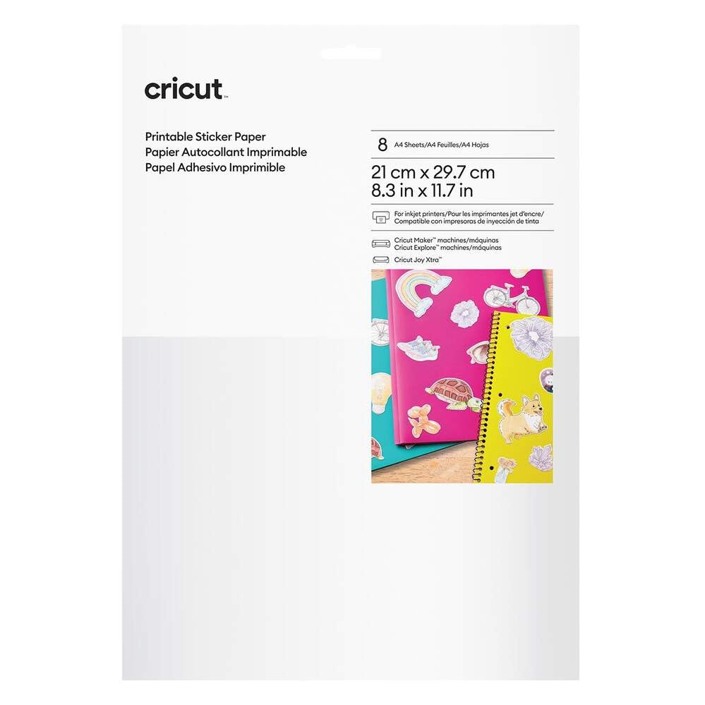 CRICUT 2011743 PRINTABLE STICKER KAĞIDI A4-8 SAYFA BEYAZ