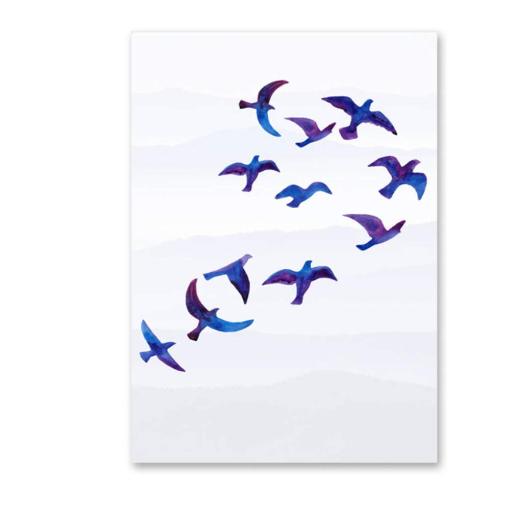 Landscap Blue Birds Tree Pintura de pared para sala de estar Cartel moderno Imagen de lienzo para dormitorio Decoración para el hogar Arte de pared Mural-50x70cm Sin marco
