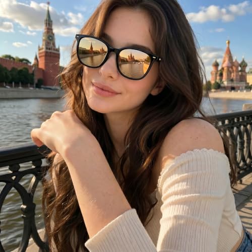 Image of Myiaur Polarized Sunglasses for Women, Square Mirrored Trendy Shades with UV Protection Reduce Glare Sun Glasses
