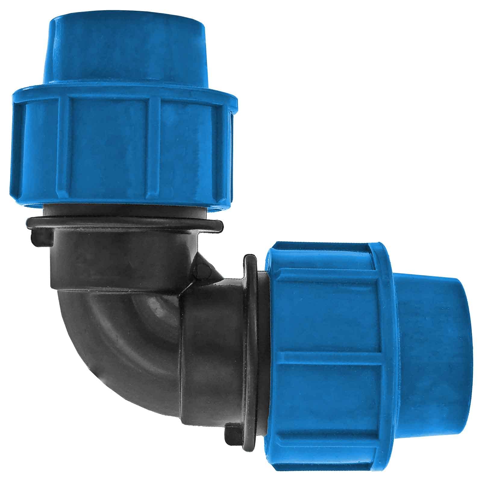 MegaHaustechnik PP Doppel-Muffe Kupplung Für PE-Rohr 50mm – Klemmring-Verbinder, PN16 Bar, Blau, Trinkwassergeeignet