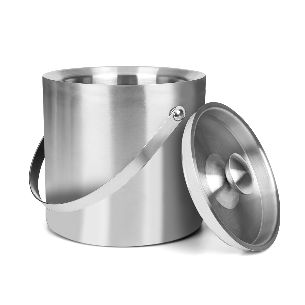 DREAMYO 3L Double Wall Insulated Stainless Steel Ice Bucket with Scoop for Cocktail Bar,Metal Ice Bucket for Freezer with Lid for Parties.ice Container,bar cart Accessories(Silver)-image-14
