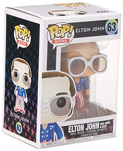 Funko – Figurine POP Vinyle – Rocks – Elton John, 26295, Rouge/Blanc/Bleu - Les Beatles, Paul McCartney, John Lennon, RIngo Starr, George Harrison Funko - Figurine POP Vinyle - Rocks - Elton John, 26295, Rouge/Blanc/Bleu – Image 4