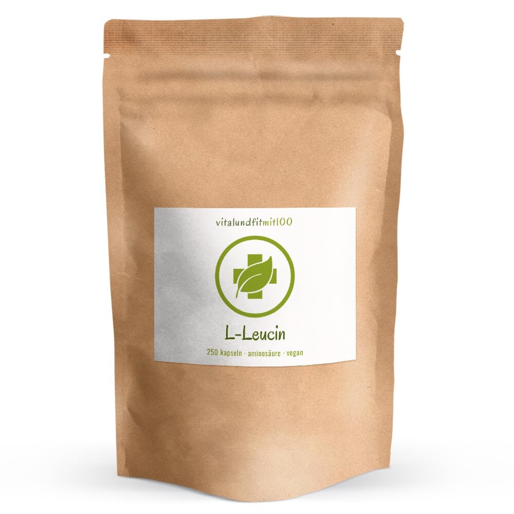 L-Leucin - 250 Kapseln - hochdosiert - aus pflanzlicher Fermentation - gentechnikfrei - vegan - ohne unnötige Zusätze - Deutsche Herstellung