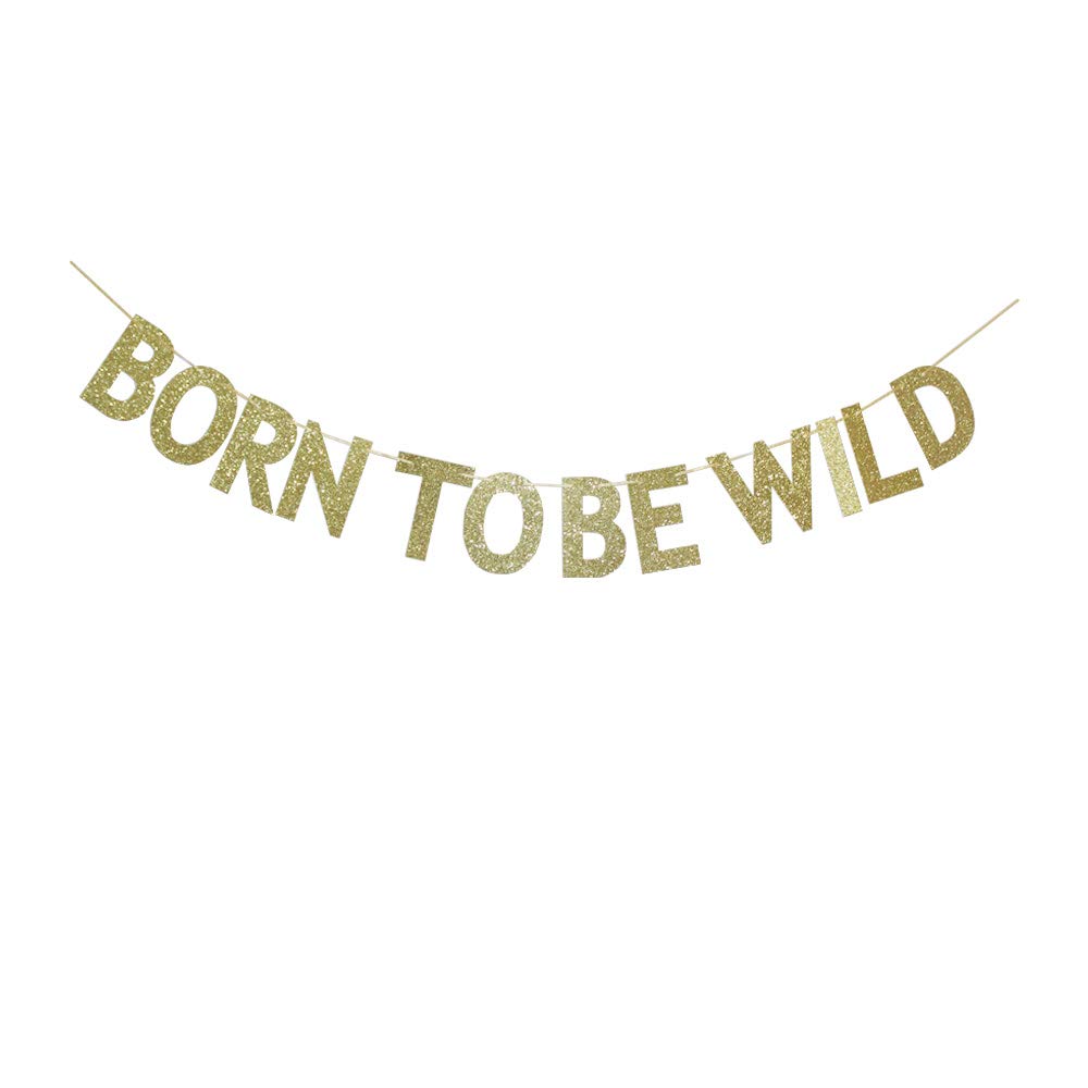Born to Be Wild Banner, złoty brokatowy papierowy znak na przyjęcie baby shower, pierwsze urodziny dla dziecka dekoracje materiały