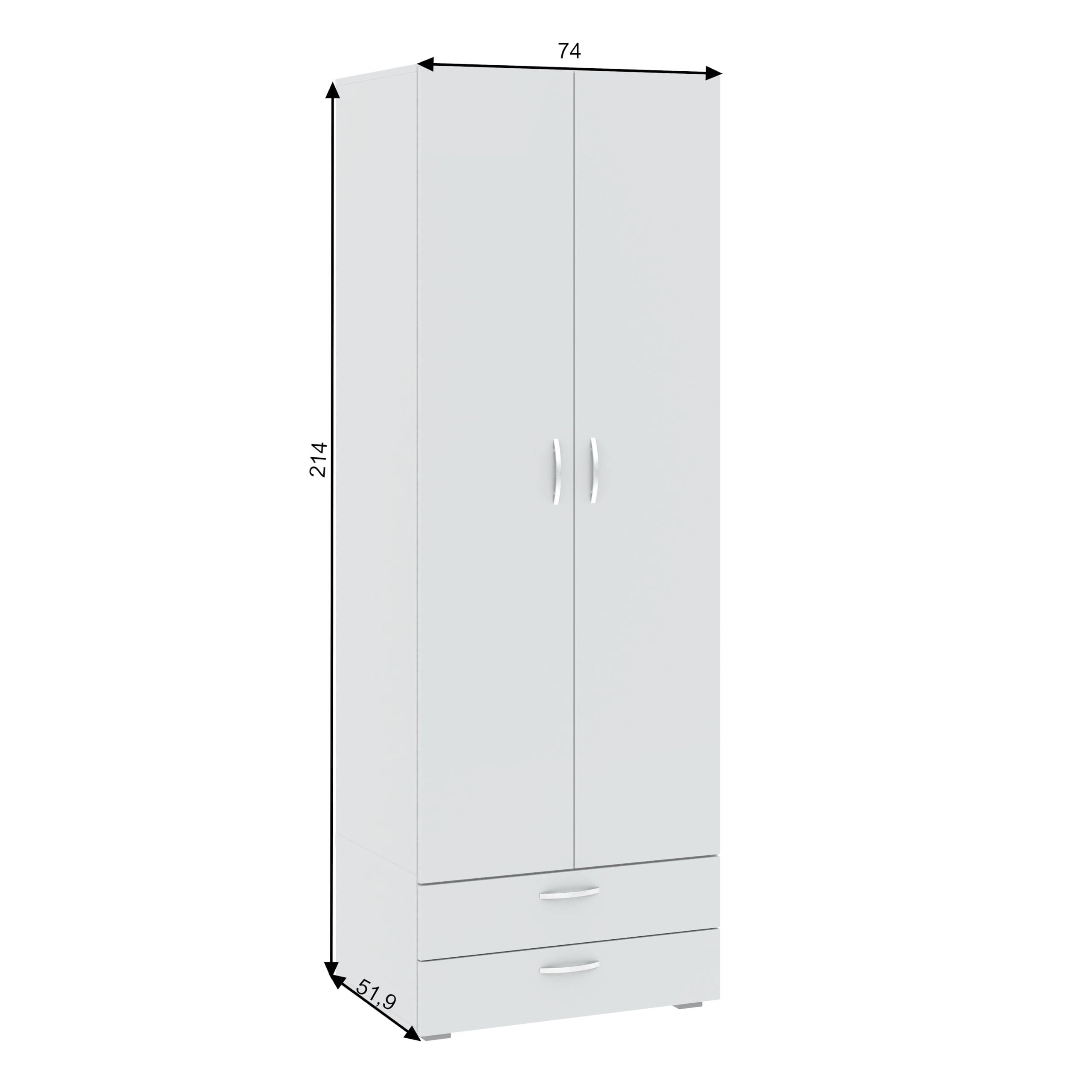 Oggi Italo Mobili Soggiorno Legno ingegnerizzato Bianco 74 x 214 x 51,9 cm