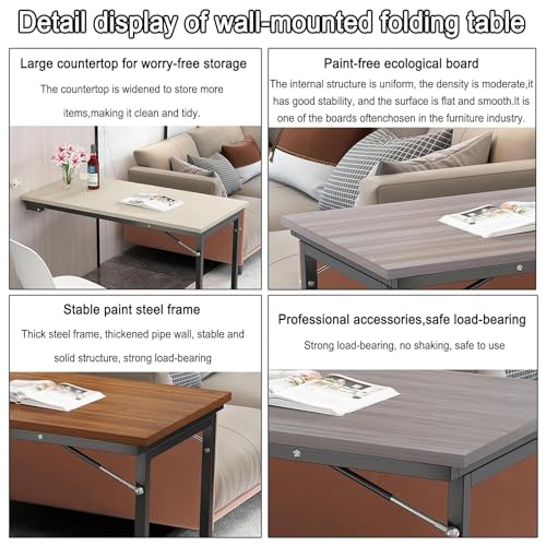 Table pliante murale bois 90x50cm | Bureau gain de place pour studio - 4
