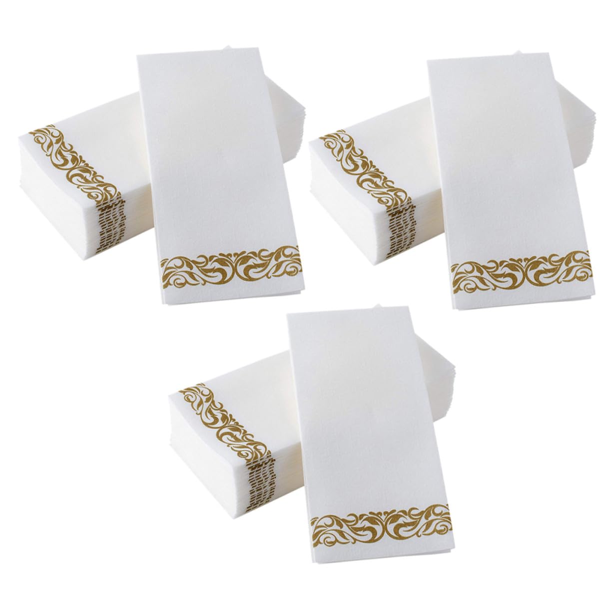 75 Stück Bedruckte Papierservietten Fach Gefaltet Elegante Europäische Stil Servietten mit Goldmuster für Hochzeiten Partys und Alltagsgebrauch