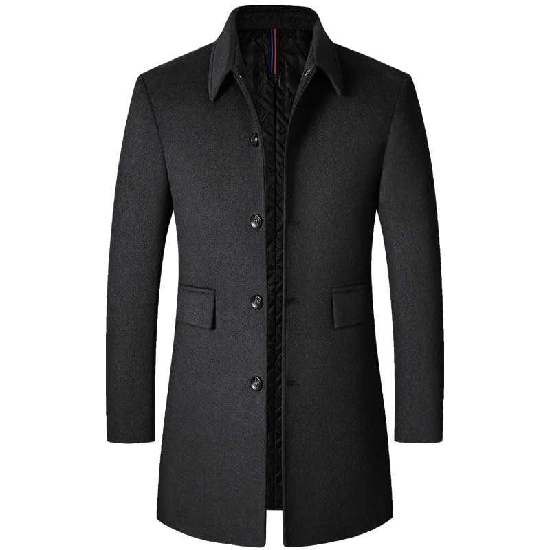 Dninmim Men's Wool Blends Trench Coats Long Winter Jackets Autumn Winter Business Casual Trench3
