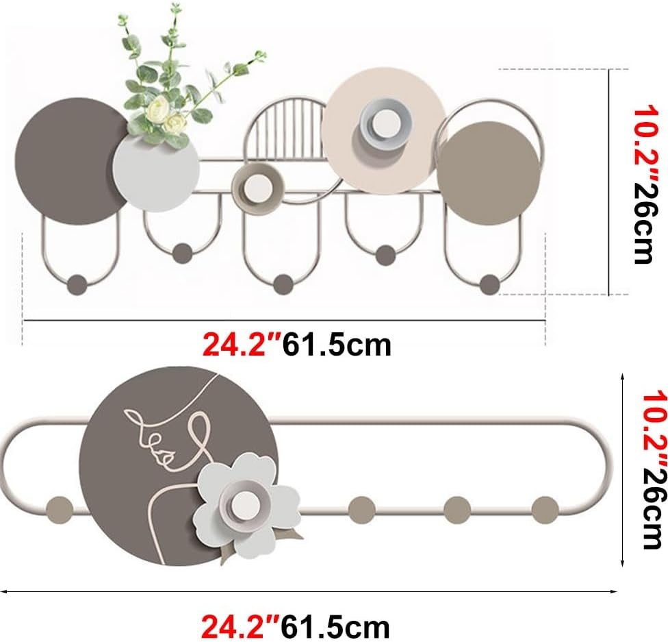 Wall Hook，Door Hook, Coat Rack - 1pcs Modern Wall Mounted Coat Rack, Iron Art, 5/7 Hook(Color:A)(A)