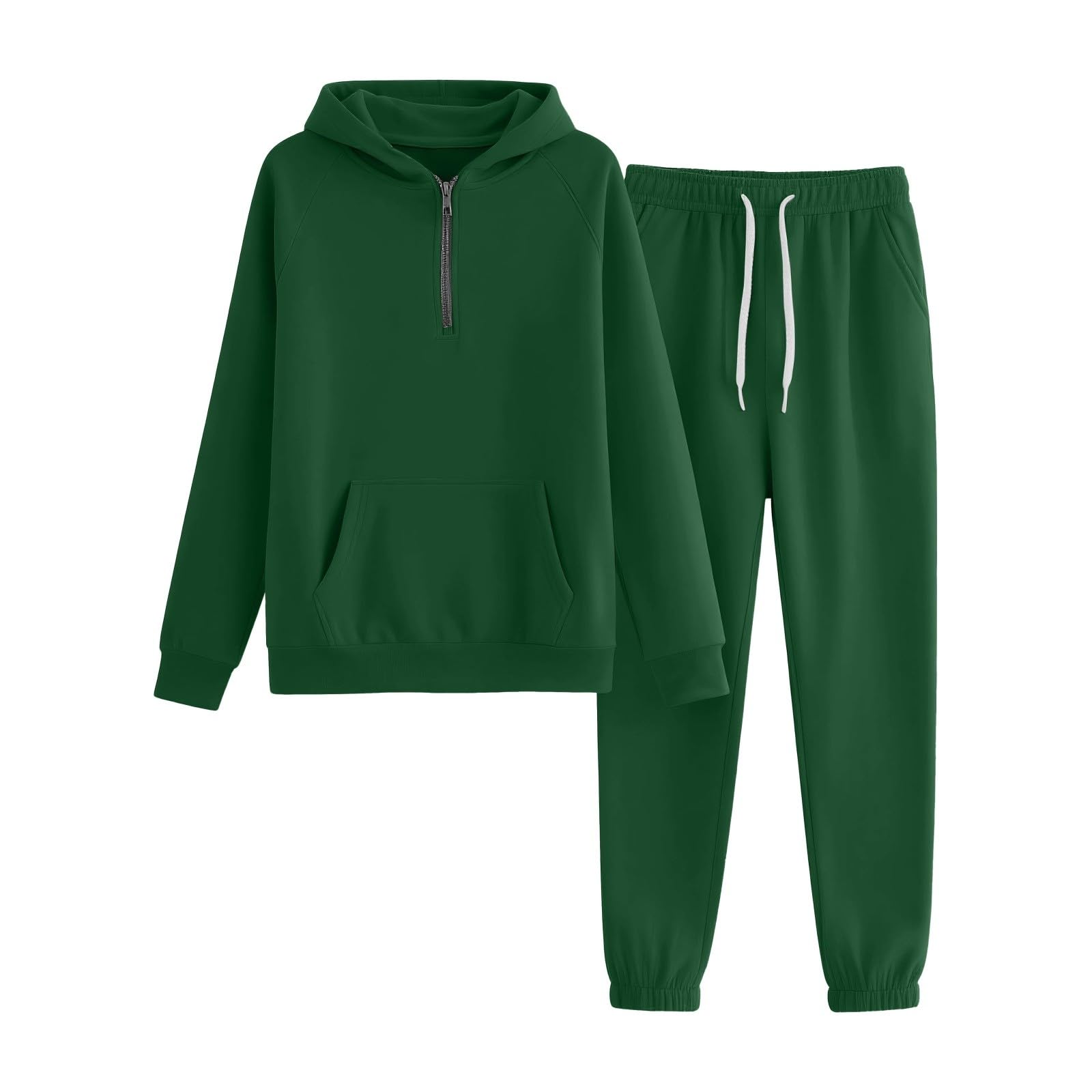 Generisch Tuta da uomo per il tempo libero, set da 2 pezzi, tuta da jogging da uomo, con cerniera a 1/4, con cappuccio e pantaloni sportivi da street, vestibilità normale, confortevole, per la casa