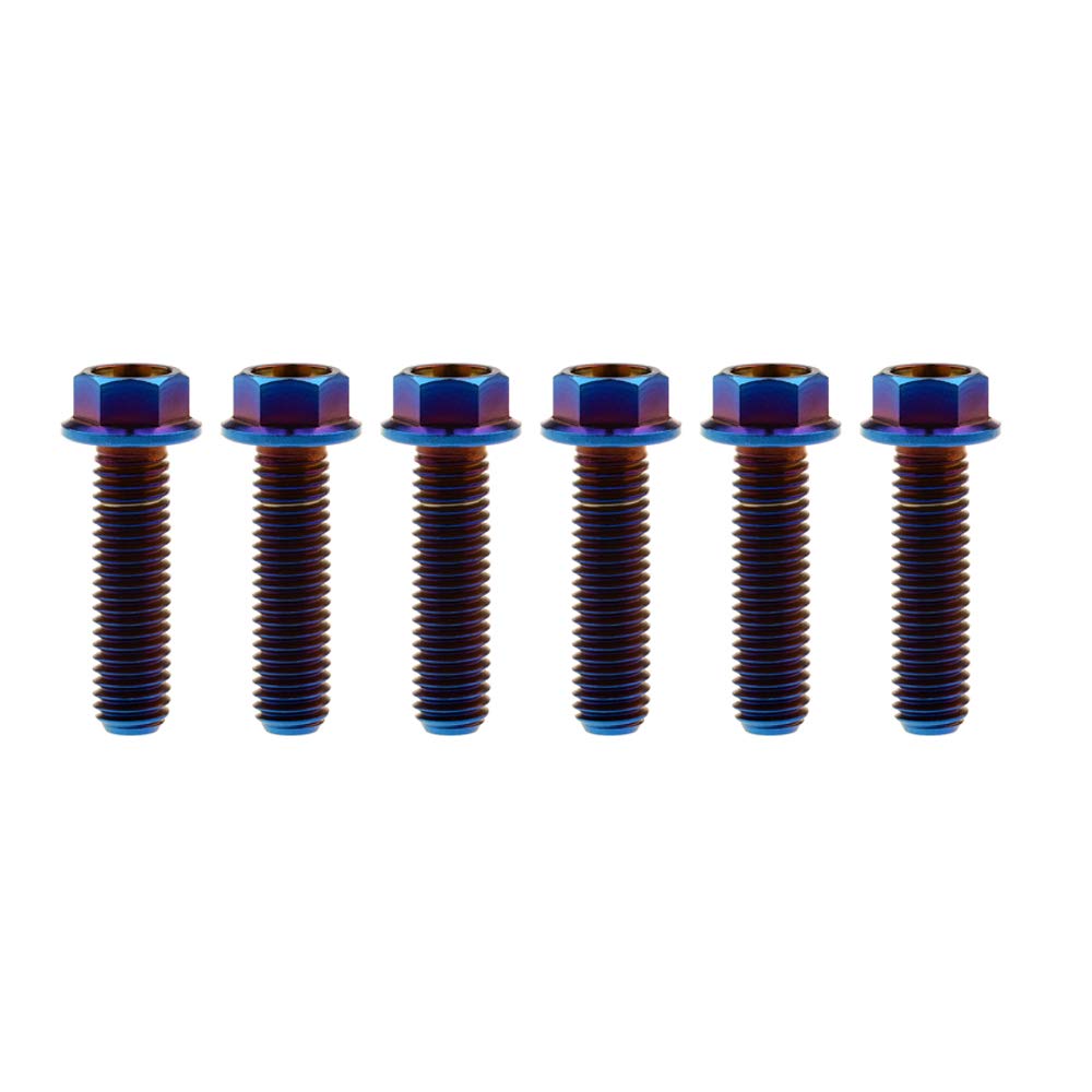 DWAMMEBRS M8x15-65mm Flange Hex Head Screws Pich 1.25mm Pack of 6 for Motorcycle Bike Parts(Burned Blue,M8x30mm)