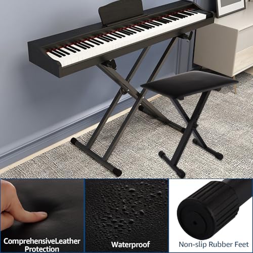Panca per pianoforte regolabile in altezza, design pieghevole a X, con seduta imbottita e base antiscivolo per comfort e stabilità