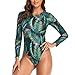 unilarinna Maillot de bain crème solaire - Maillot de bain - Mode plage - Maillot de bain pour femme - Protection solaire - Imprimé Rash Guard - Manches longues - Pour femme, vert, XL