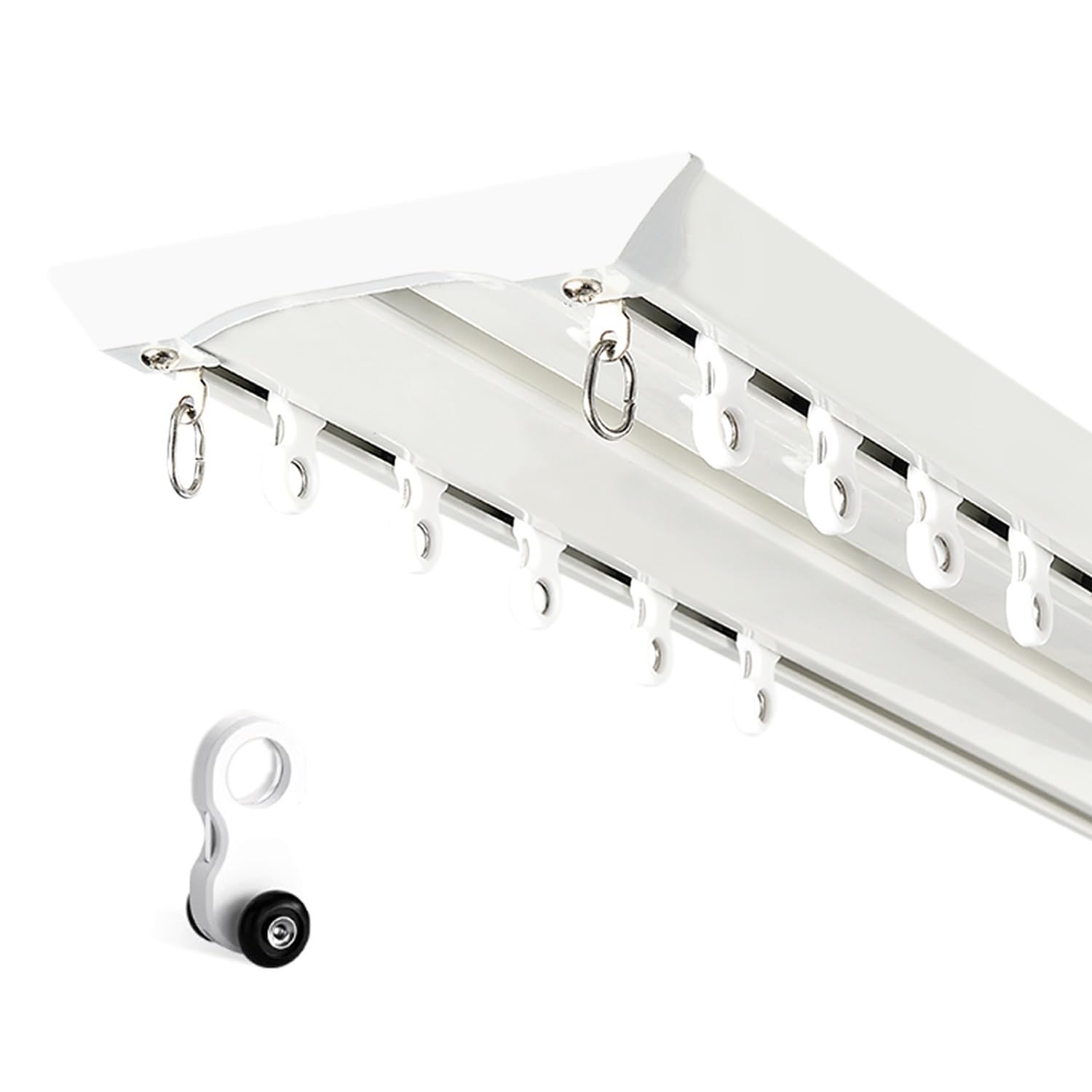 WQPMNYG Aluminum Double Curtain Track Rail for Living Room & Bedroom, Adjustable 190/250/330/470cm Shower Curtain Pole, Room Divider, White (400cm)