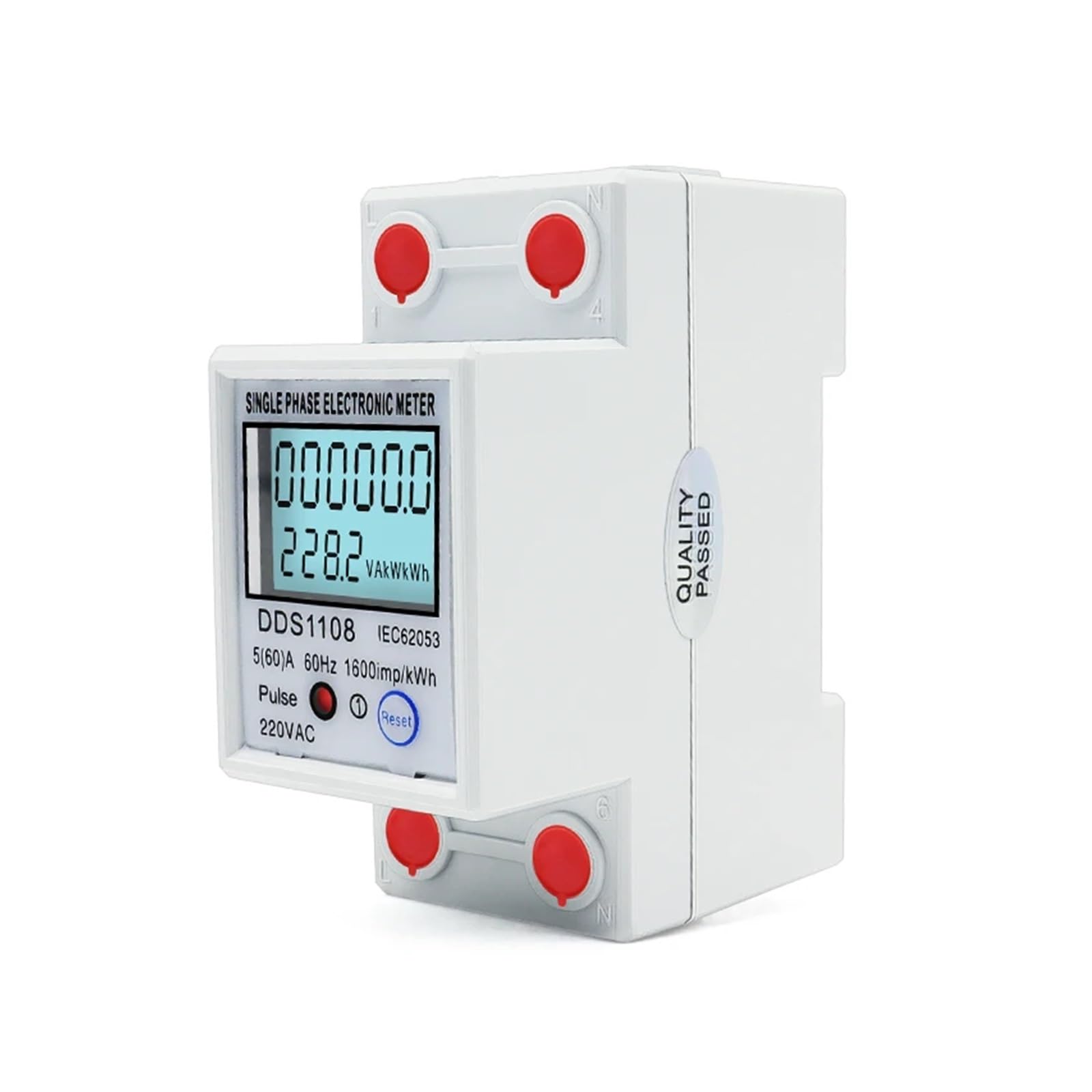 Medidor de energía Digital monofásico de dos cables con pantalla LCD, vatímetro eléctrico de consumo de energía KWh, 230VAC, 60A, 50Hz