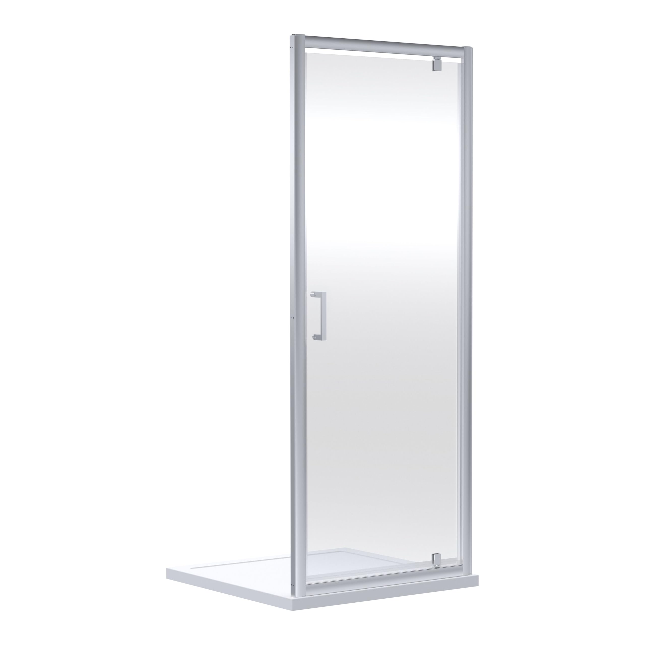 B&Q - Almington 6mm Toughened Safety Glass Reversible Pivot Shower Door1900 X 760mmChromeBalterley