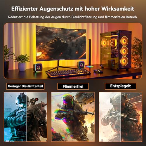 CronusPro 24 Zoll Curved Gaming Monitor, 240Hz, 1ms MPRT, AMD FreeSync, FHD 1920 x 1080, 3000R, VA Panel, 16:9, sRGB 100%, HDR, Eye Care, HDMI/DisplayPort, VESA Mount 75 * 75mm, PC Bildschirm Schwarz 6