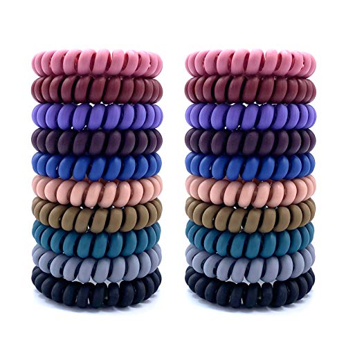 20 Pcs Spiral Hair Ties No Crease, Coil Hair Ties, Matte Phone Cord Hair Ties, Hair Coils, Hair Ties for Women