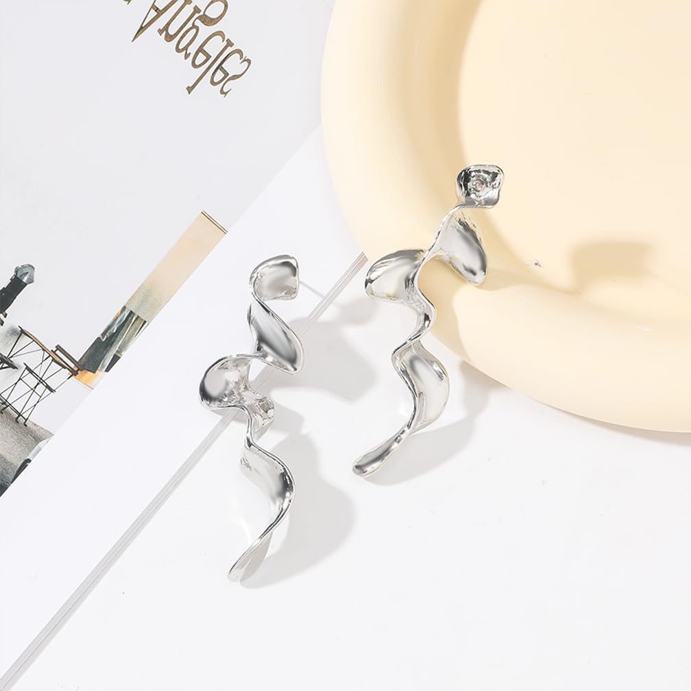 Long Gold Twisted Abstract Earrings Vintage Geometric Spiral Oversized Dangle Earring for Women Exaggerated Large Statement Jewelry Irregular Accessories - Image 7