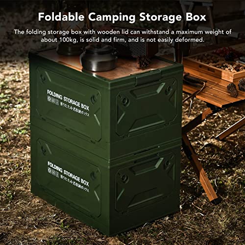 Qcwwy Scatola Portaoggetti da Campeggio Pieghevole, Scatola Portaoggetti Pieghevole, Forte capacità di Carico, 50L, Grande capacità, Ben Impilabile per Picnic (OD Verde)