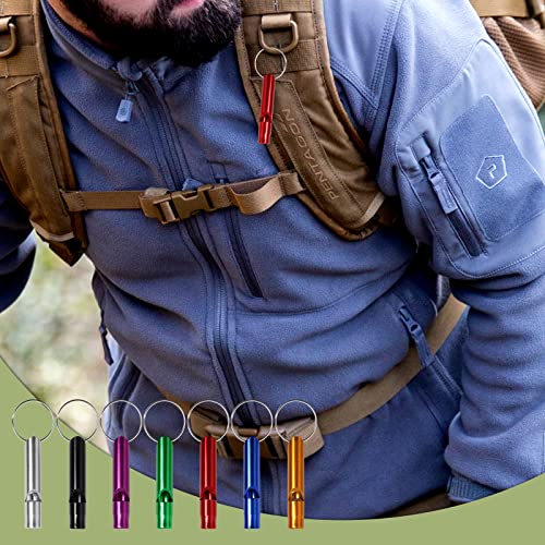 Popokk 15 Pieces Emergency Whistle With Keychain Aluminum Emergency Survival Whistle Key Chain For Outdoor Camping Hiking Boating Fishing Sports, Loud Sound,Assorted Colors #TOP4