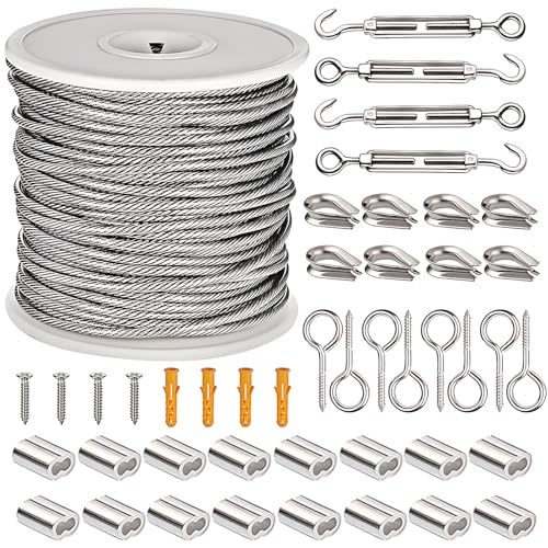 50M 2mm Drahtseil Edelstahl, 304 Edelstahl Stahlseil Kit,...