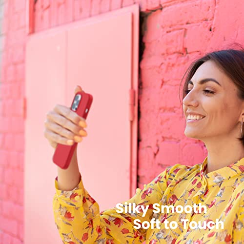 Image of ORNARTO Shockproof Liquid Silicone Designed for iPhone 13 Pro Max Case 6.7 inch, Gel Rubber Comprehensive Protection Anti-Shock Cover Case Drop Protection 6.7inch-Red