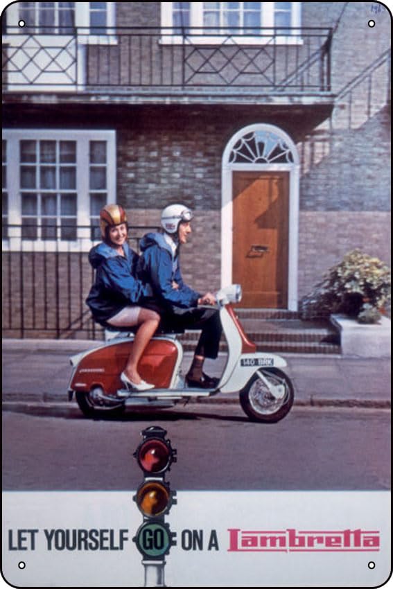 Lambretta Scooter Ad Poster Vintage Retro Metal Sign 8x12 Inch Man Cave Home Wall Decor