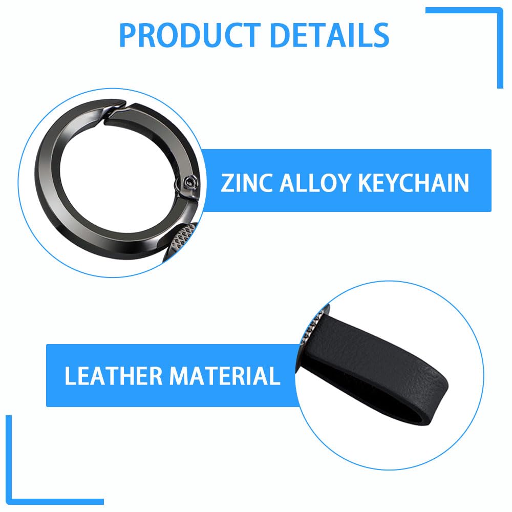 Llavero de piel de coche, llavero universal con anillo giratorio 360°, aleación metálica resistente, accesorio elegante y para hombre y mujer, color negro - 4