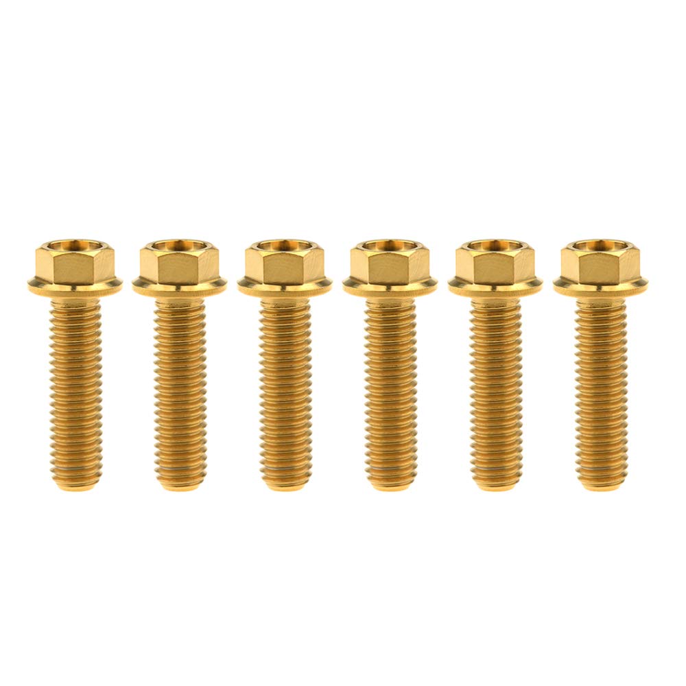 DWAMMEBRS M8x15-65mm Flange Hex Head Screws Pich 1.25mm Pack of 6 for Motorcycle Bike Parts(Gold,M8x30mm)