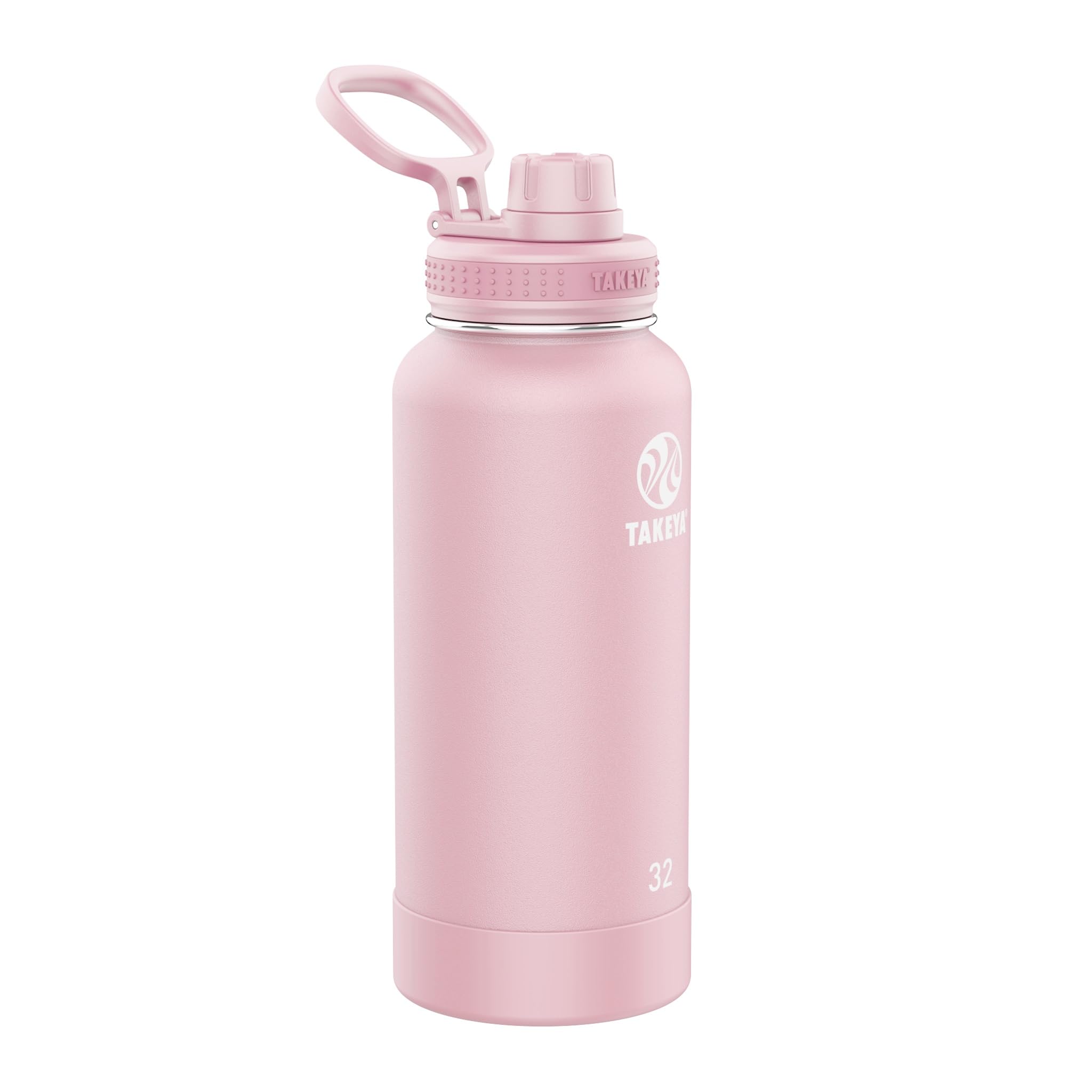 Takeya Actives Water Bottle with Spout Lid - Bottle with Double Stainless Steel Insulation - Dishwasher Safe & BPA-Free - Bottle with Spout Lid & Removable Bumper - 32 oz, Blush