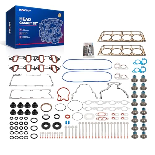 Image of KAX Engine Cylinder Head Gasket Set Kit Compatible with Chevy Silverado 1500 Tahoe 2002-2011, Suburban 1500 2006-2011, GMC Sierra Yukon XL 1500, Avalanche 1500 Express 2500 4.8L 5.3L, OE# HS26191PT-1