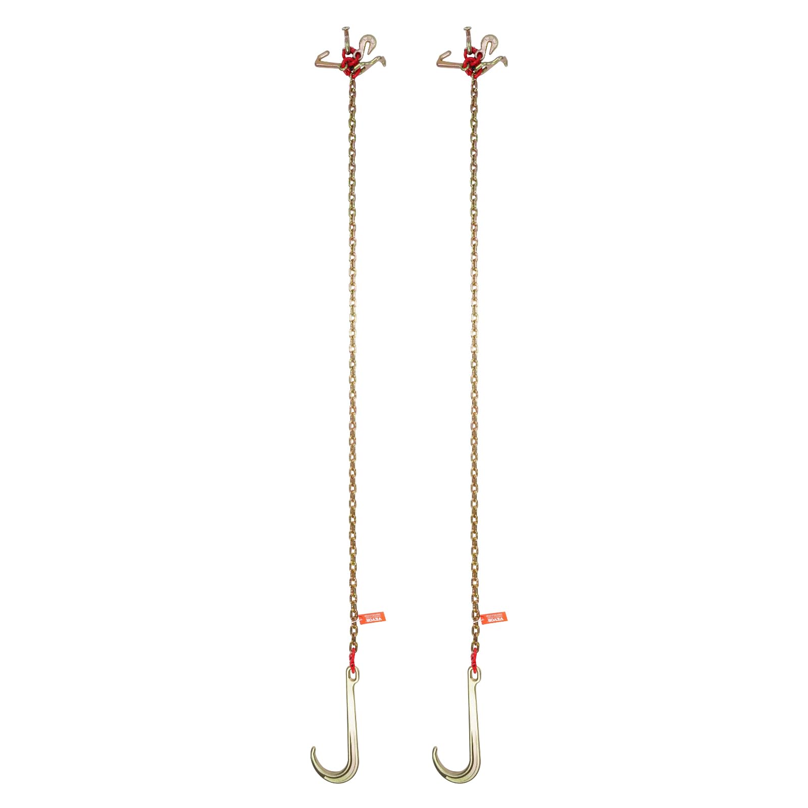 VEVOR Catena da Traino con Gancio a J a Stelo Lungo, 2 Pezzi, Catene per Rimorchio Grado 80 con Gancio RTJ, 8 mm x 180 cm, Capacità Carico max. 2448 kg, per Guasti, Trasporto, Carro Attrezzi, Camion