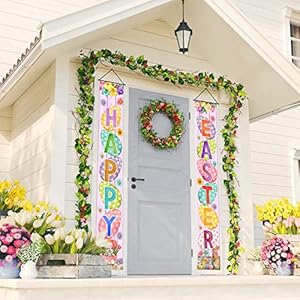 Easter Porch Banner Bunny Egg Rabbit Daisy Party Front Door Sign Wall Hanging Spring Decorations and Supplies for Home Office Farmhouse Holiday Decor Easter Porch Banner Bunny Egg Rabbit Daisy Party Front Door Sign Wall Hanging Spring Decorations and Supplies for Home Office Farmhouse Holiday Decor