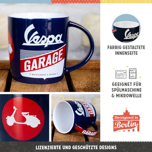 Juego de 3 tazas de café retro Vespa 330 ml cerámica miniatura 3