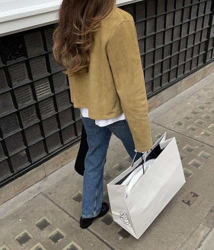 chouyatou Women's Faux Suede Cropped Jacket Casual Button Down Faux Suede Leather Shacket Tops3